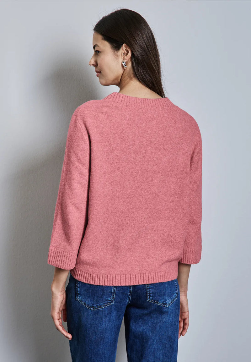 302875 Sugar Coral Melange Cosy Round Neck Sweater Street One