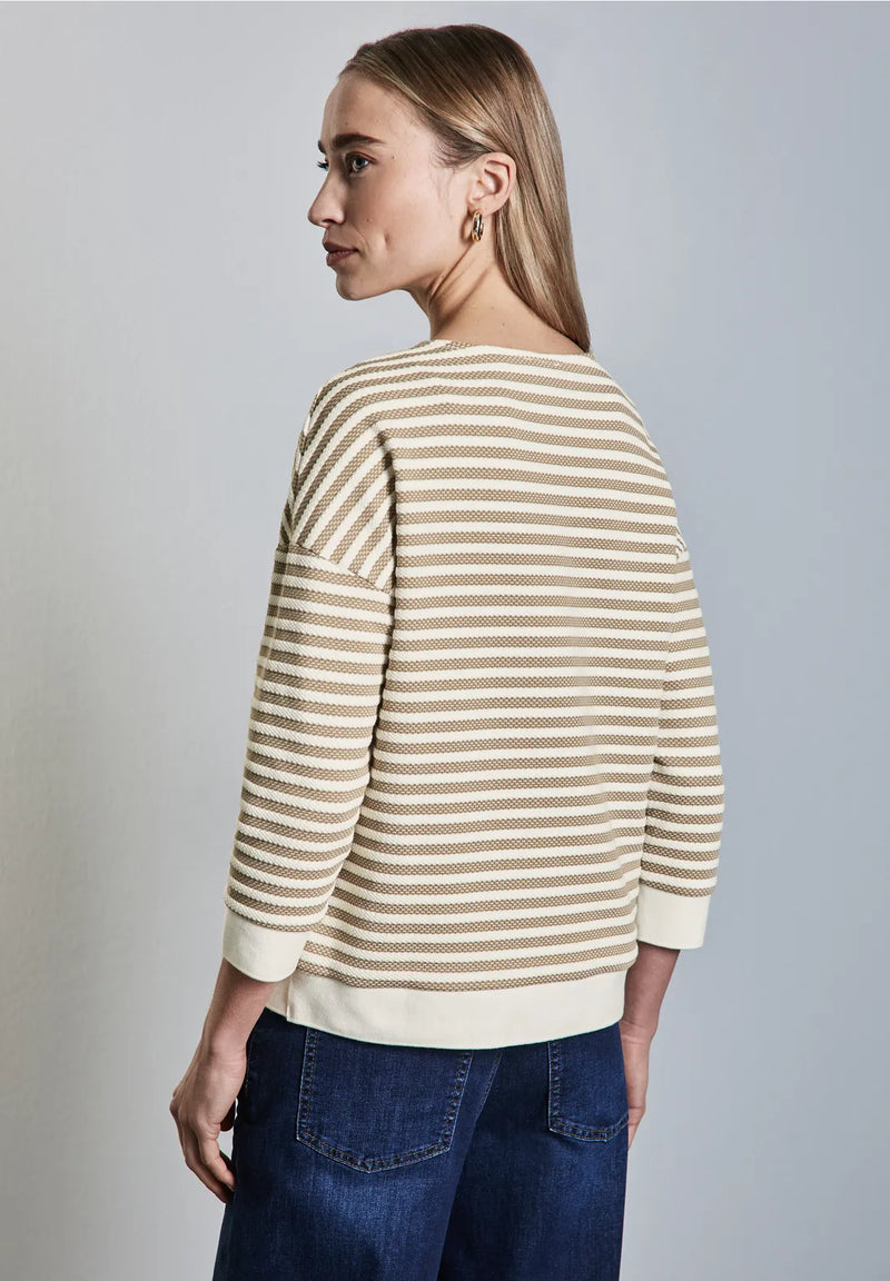 322584 Stripe Structured Top Street One Honey Sand