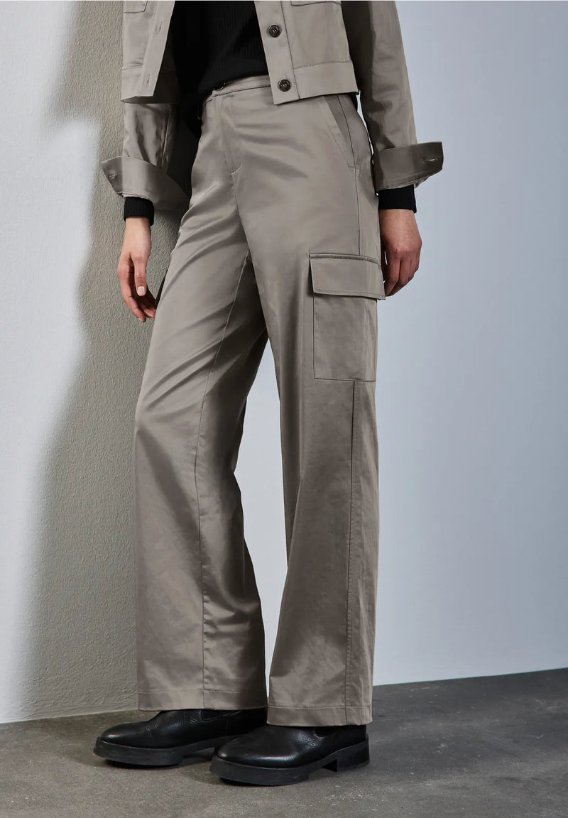 378527 Straight Leg Cargo Set Satin Pants Street One