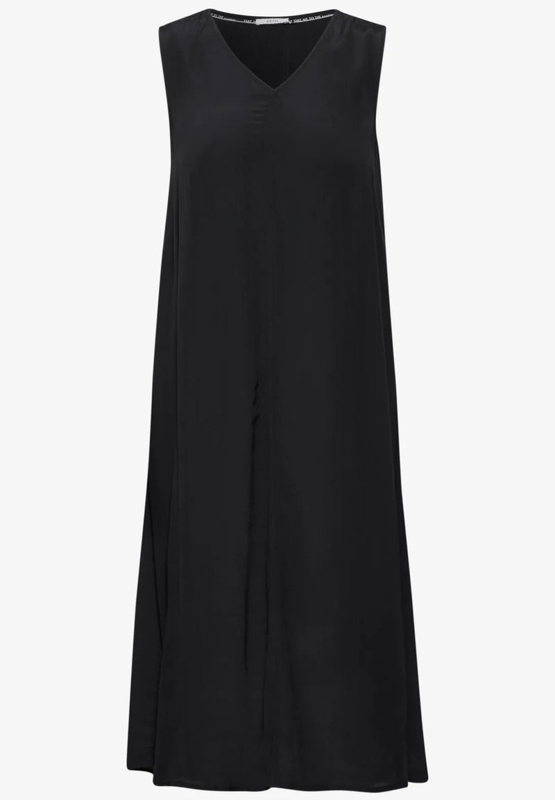 CECIL Black Solid Crepe Dress 144068