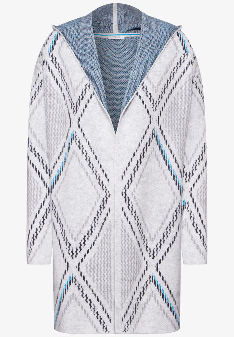 253867 Soft Silver Melange Check Hoody Cardigan CECIL