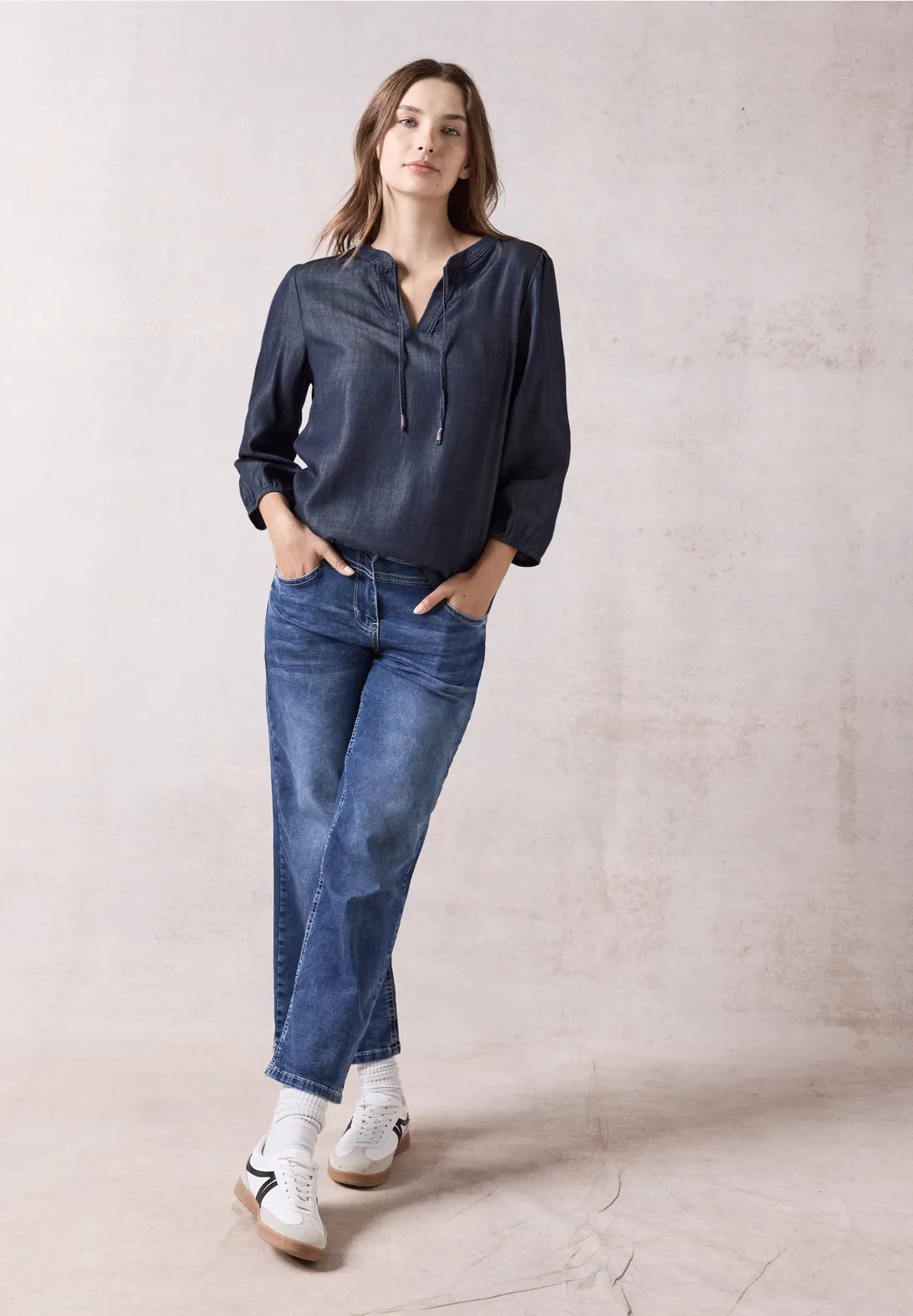 344975 DARK BLUE WASH Lyocell Blouse