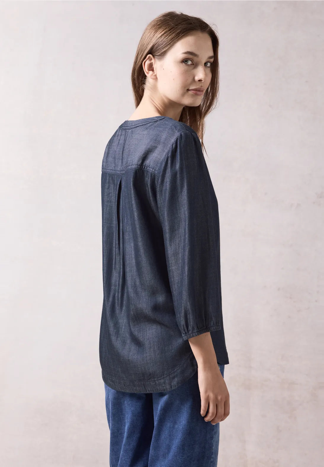 344975 BLOUSE EN LYOCELL DÉLAVÉ BLEU FONCÉ CECIL