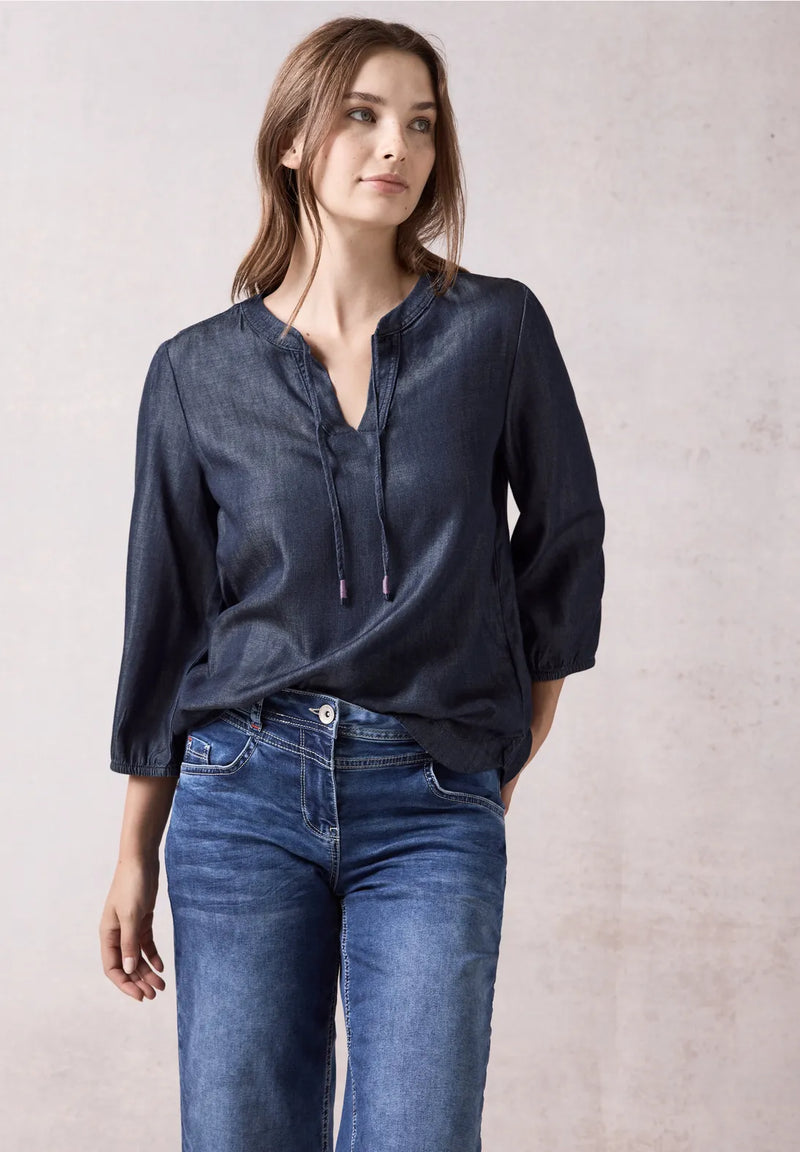 344975 DARK BLUE WASH Lyocell Blouse