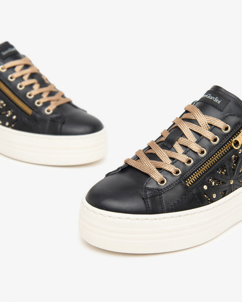 NeroGiardini Black Embellished Trainers I11610D