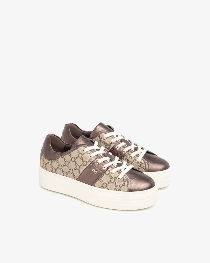 NeroGiardini Cream Print Trainers I11614D