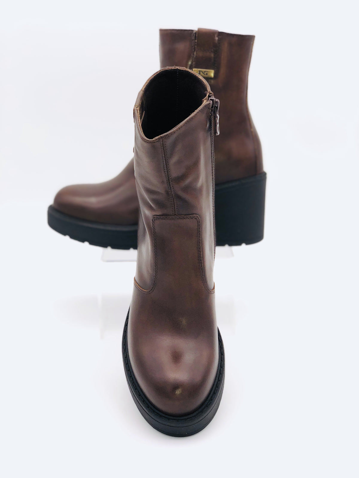 NeroGiardini Brown Chunky Heel Boot I11993D