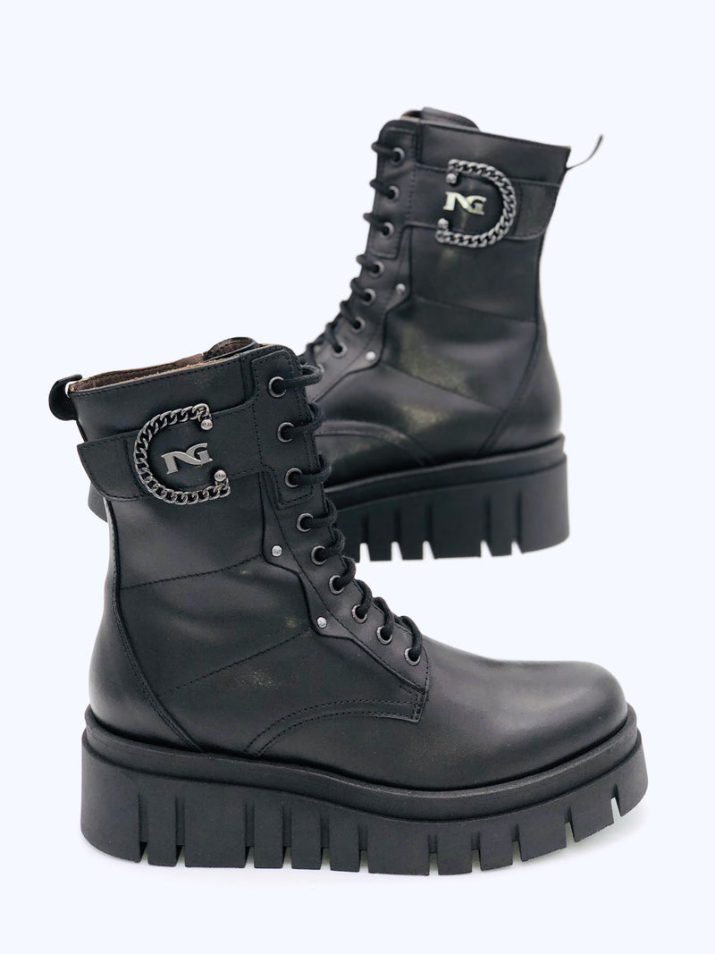 NeroGiardini Black Biker Platform Boot I11920D