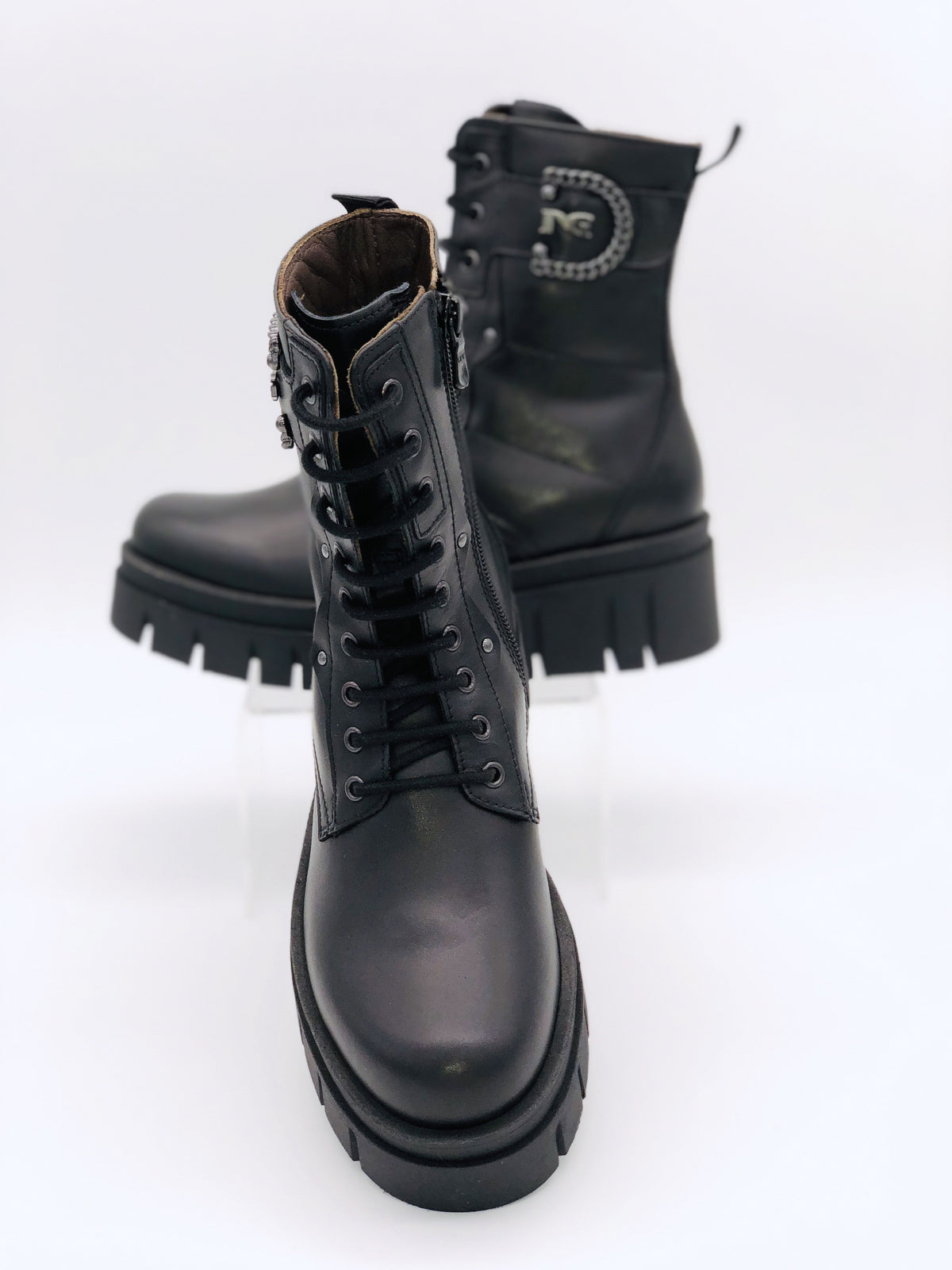 NeroGiardini Black Biker Platform Boot I11920D