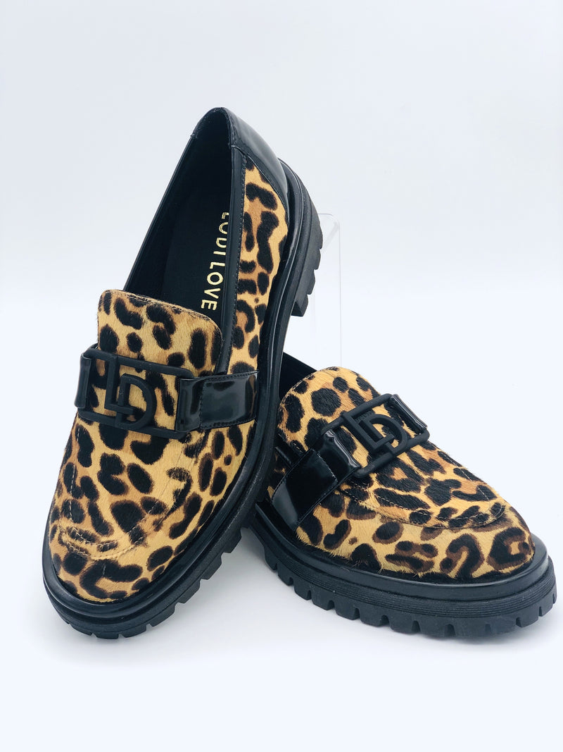 BER5048INO Camel/Black Leopard Print Loafer LODI LOVE