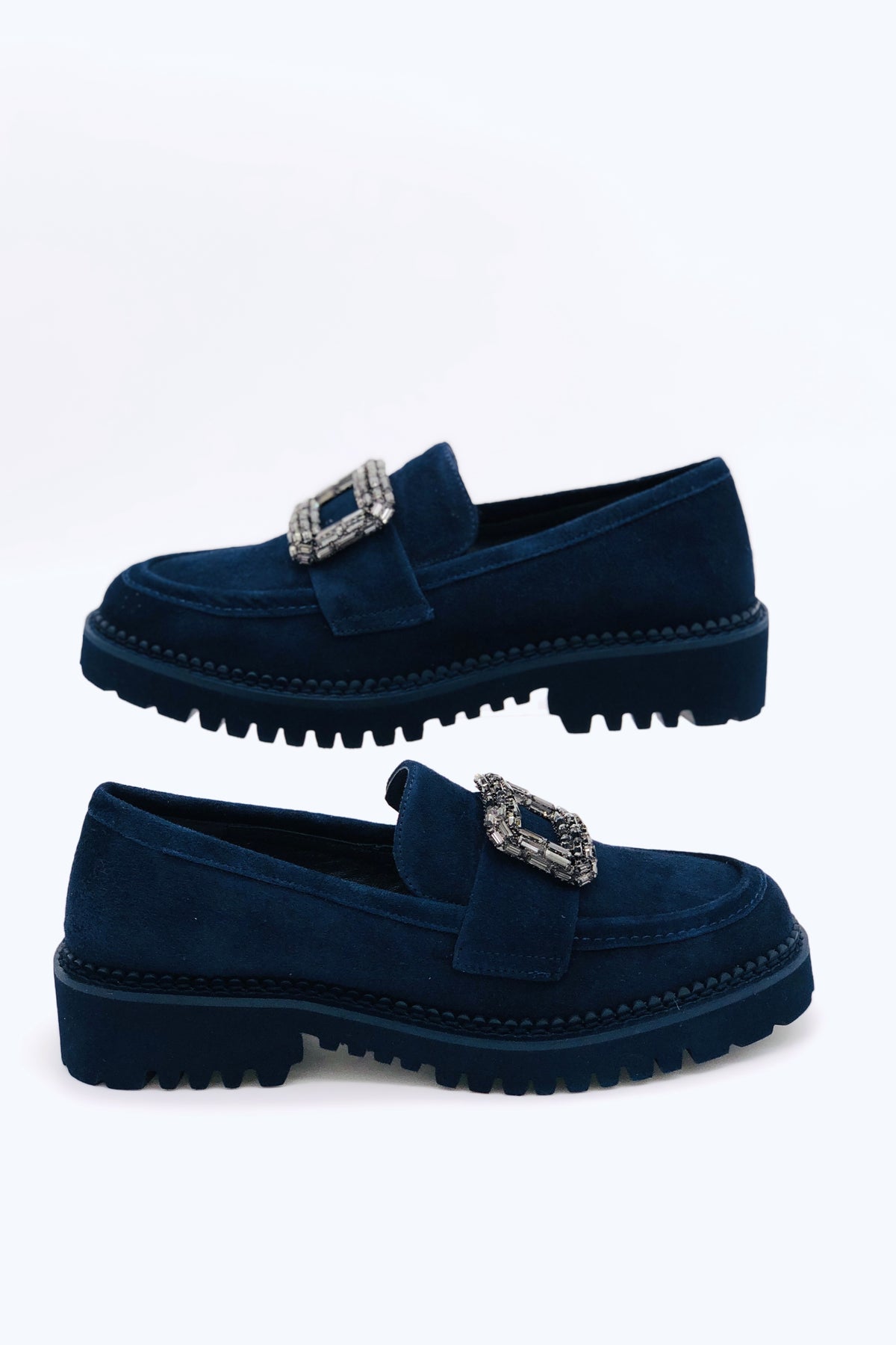 TU5081 NAVY Lodi Love Gem Buckle Loafer