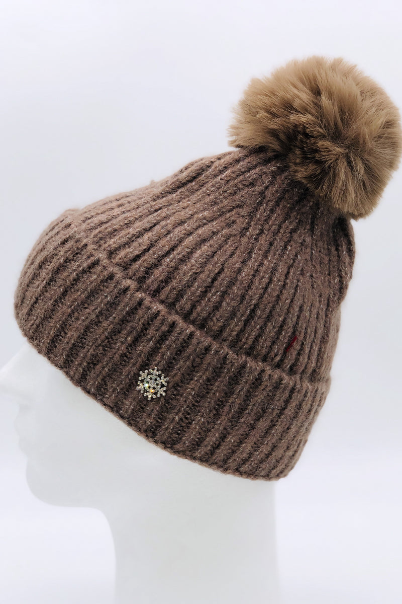 GS24-110 Taupe Pom Pom Hat & Rasta Scarf gift Set BEST OF IRISH