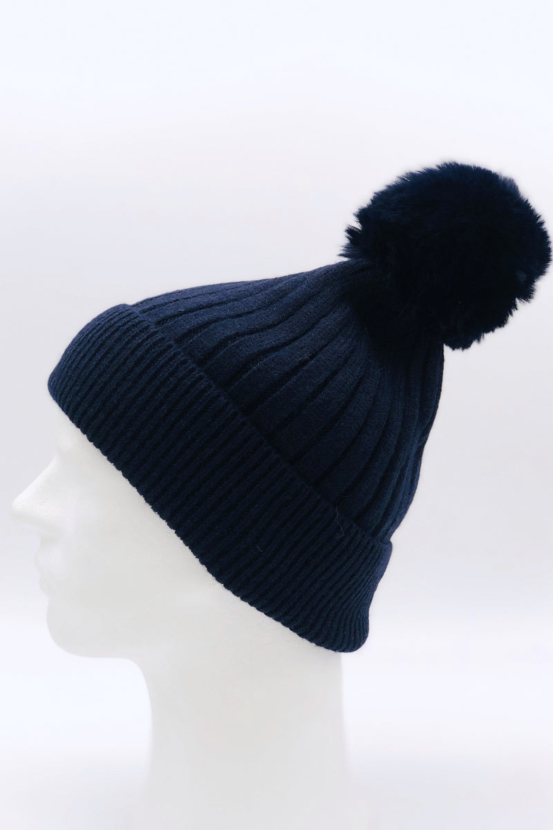 GS24-112 NAVY Pom Pom Hat & Pashmina Gift Set BEST OF IRISH