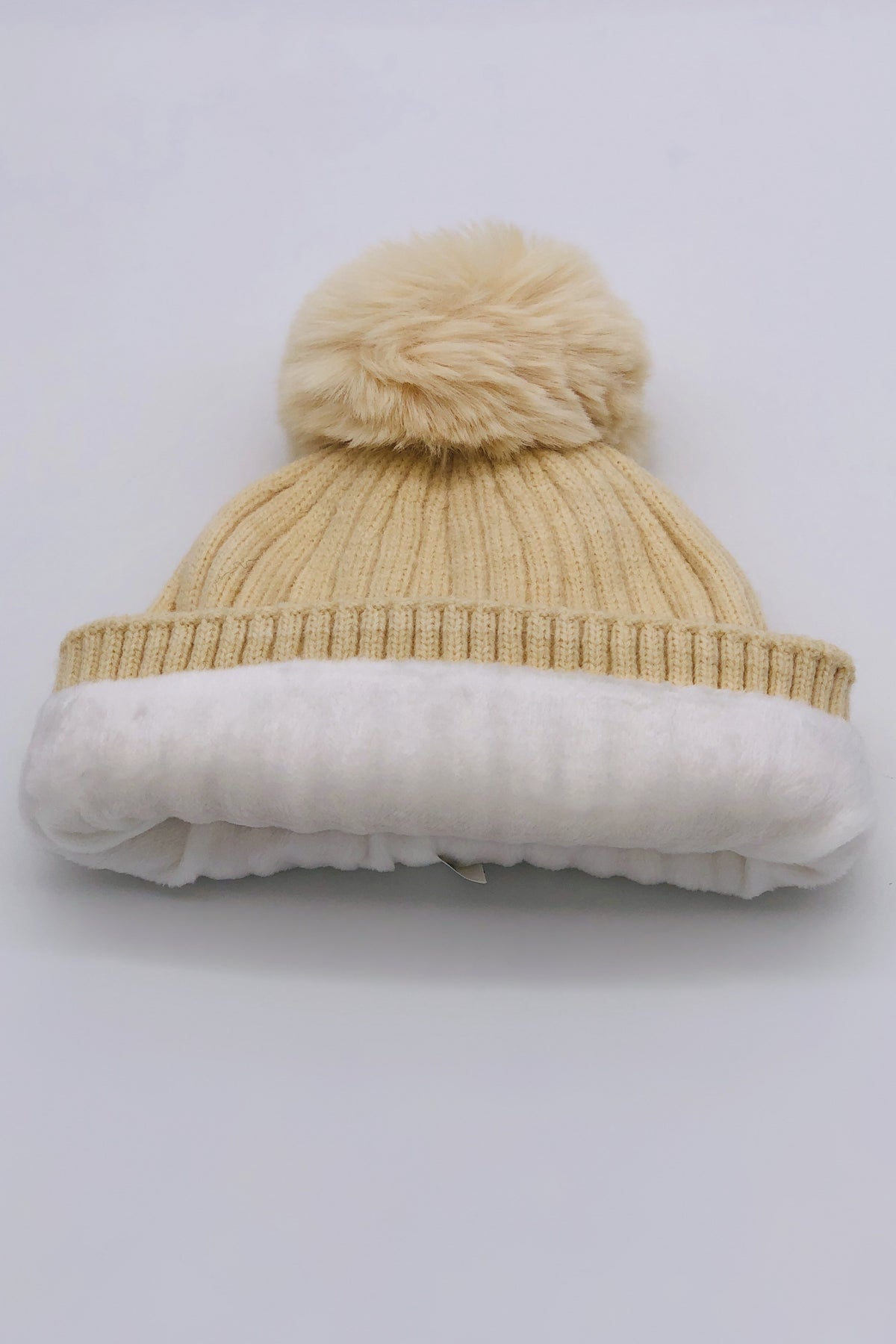 GS24-114 BEIGE Pom Pom Hat & Pashmina Gift Set BEST OF IRISH