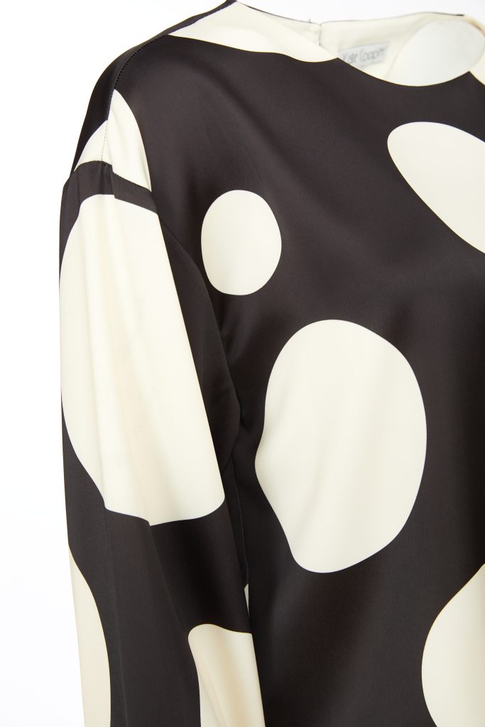 KATE COOPER Black & Cream Spot Round Neck Top KCW24112