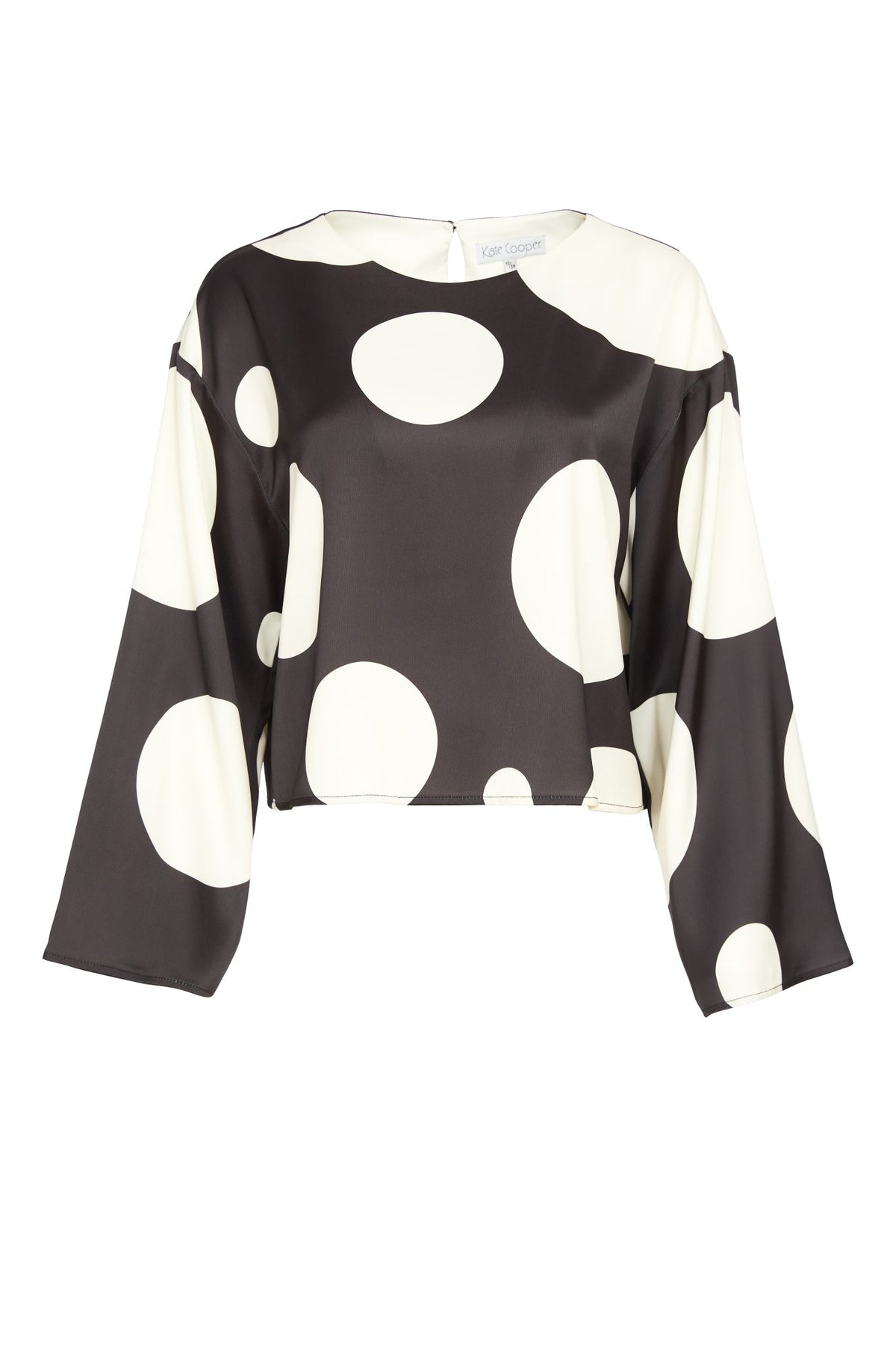 KATE COOPER Black & Cream Spot Round Neck Top KCW24112