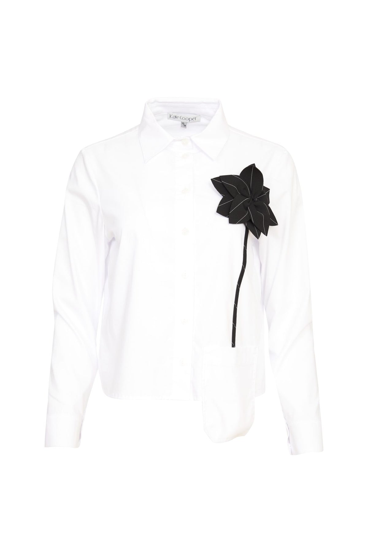 KATE COOPER White Shirt With Flower Trim KCW24124