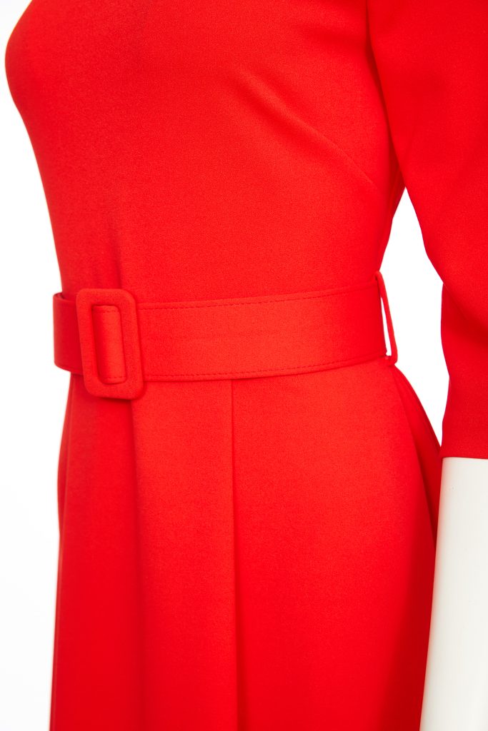 KATE COOPER Red Flare Dress With Belt Detail KCW24135