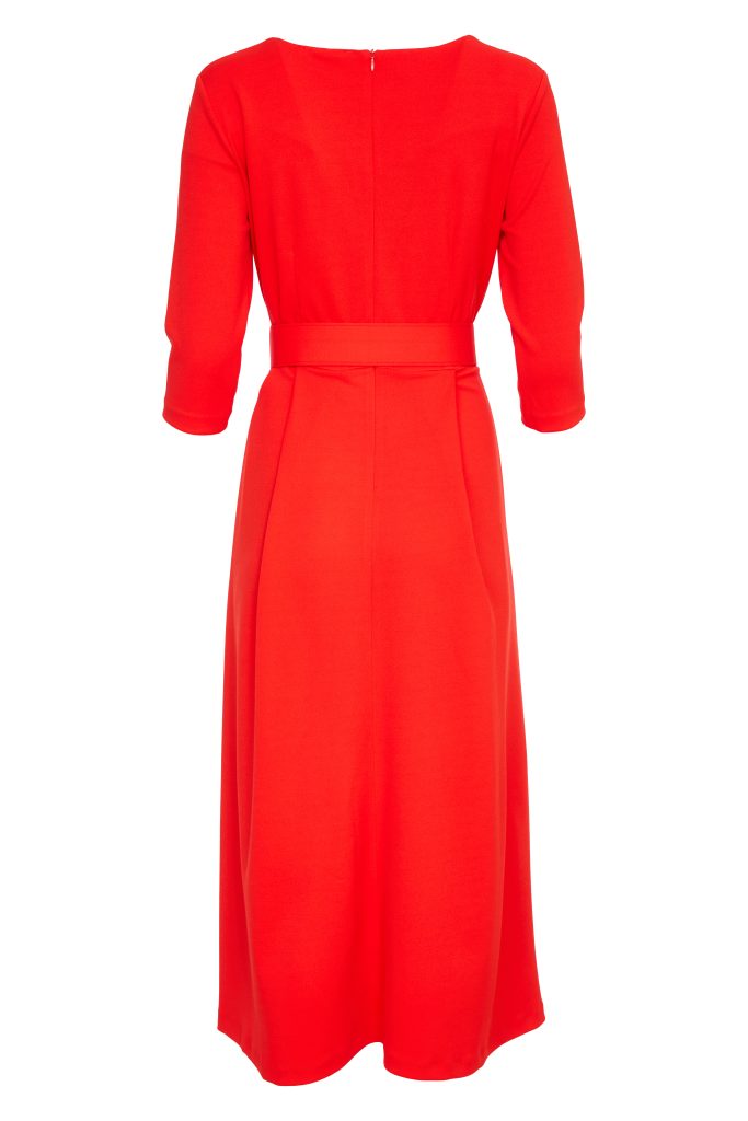 KCW24135 Robe évasée ROUGE avec ceinture Kate Cooper