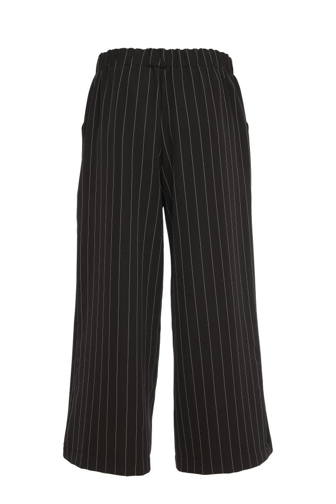 KATE COOPER Black & White Wide Leg Pinstripe Trouser With Pockets KCW24137