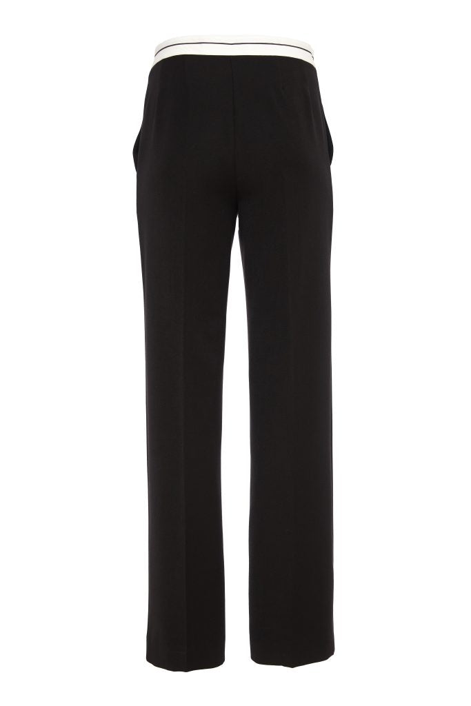 KCW24148 Pantalon noir avec bordure contrastée à la taille Kate Cooper