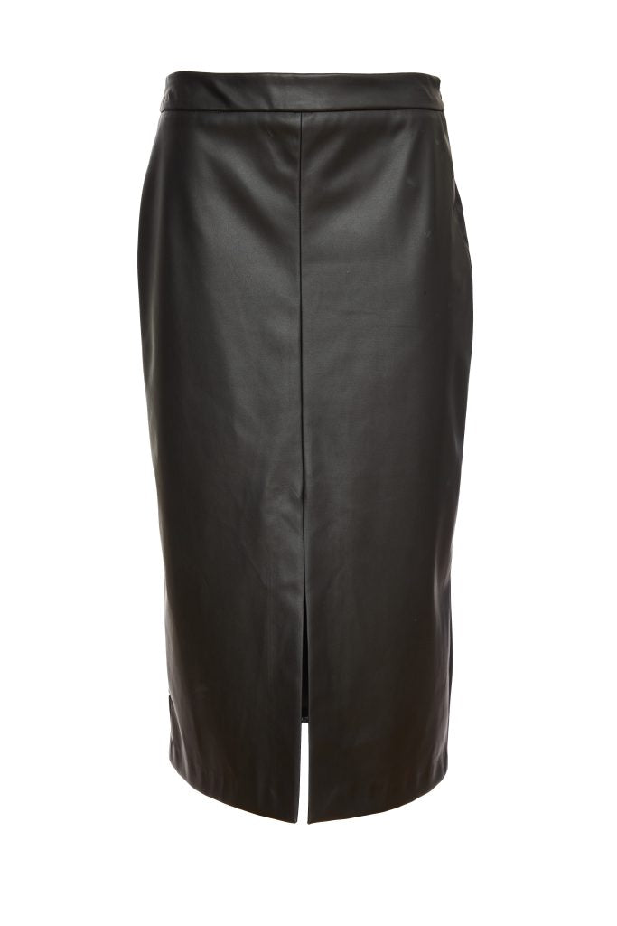 KATE COOPER Black Leatherette Straight Skirt KCW24149