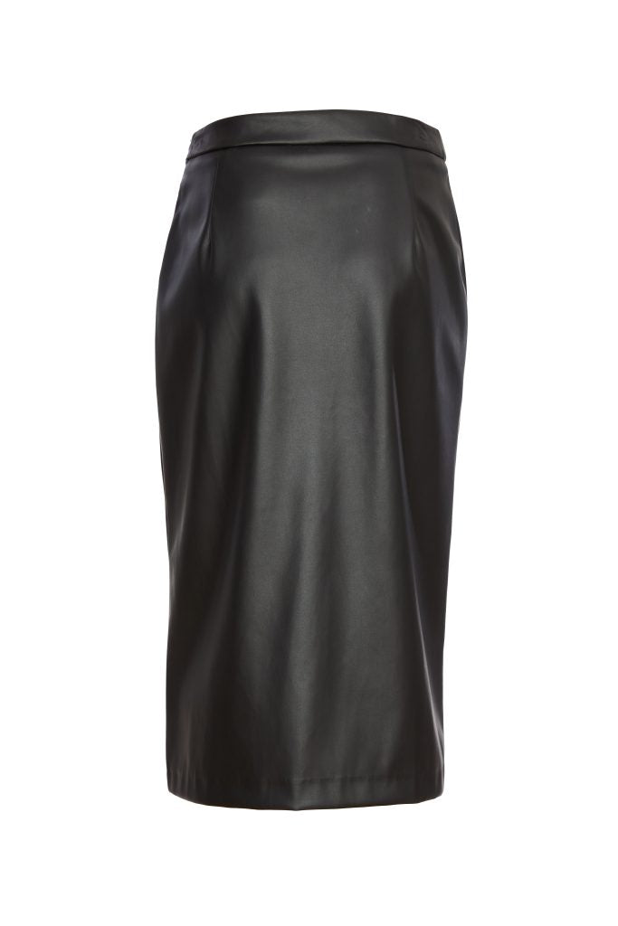 KATE COOPER Black Leatherette Straight Skirt KCW24149