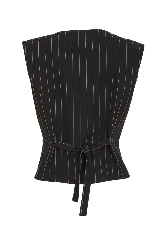 KCW24170 BLACK/WHITE Striped Waistcoat Kate Cooper