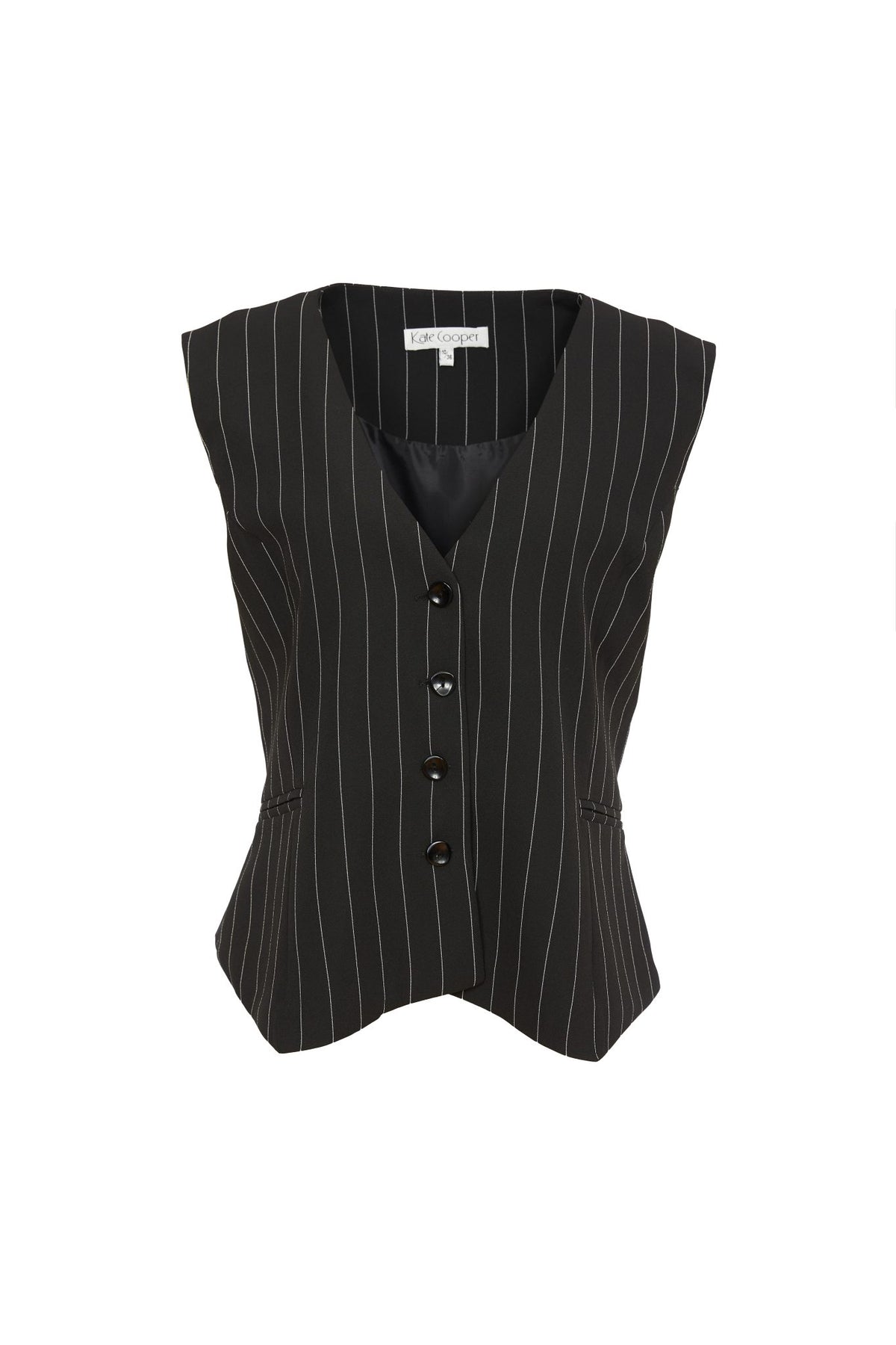 KCW24170 BLACK/WHITE Striped Waistcoat Kate Cooper