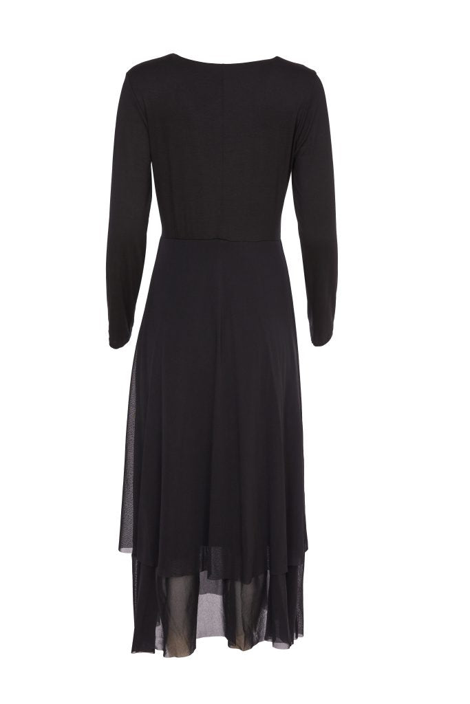 NAYA Black Dress With Mesh Skirt NAW24119