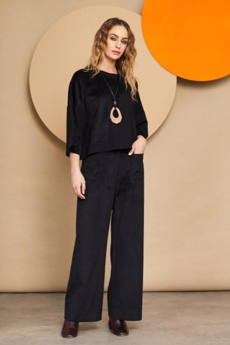 NAYA Cord Wide Leg Trouser With Patch Pocket NAW24184