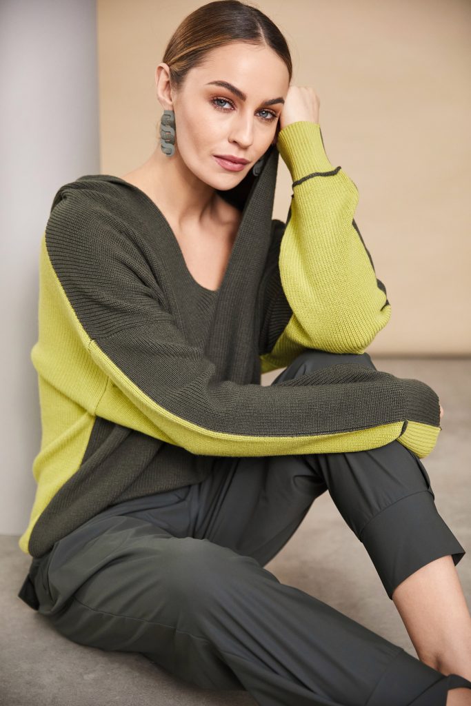 NAYA Hooded Knitwear With Contrast Back NAW24226