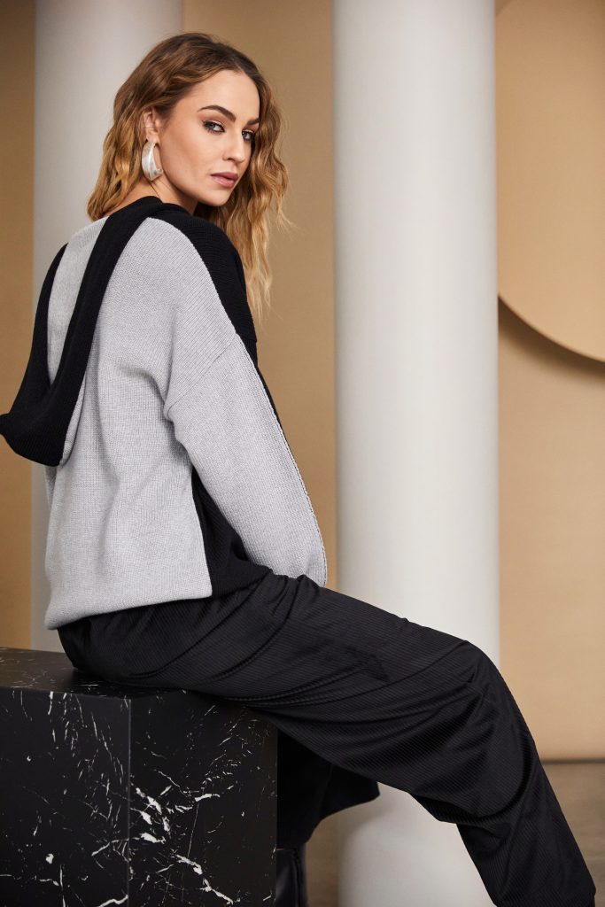 NAYA Hooded Knitwear With Contrast Back NAW24226