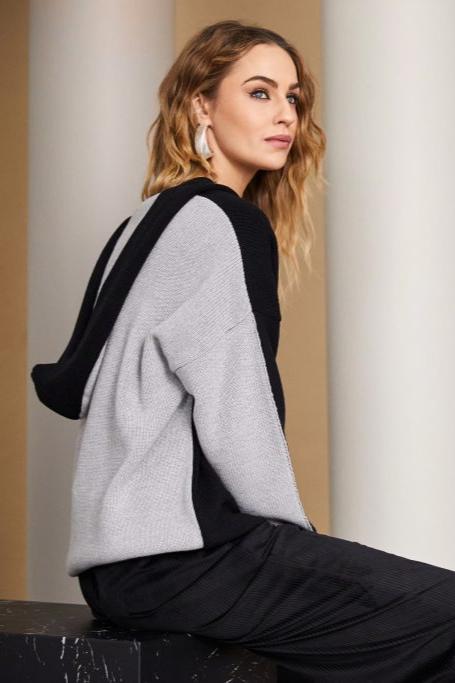 NAYA Hooded Knit With Contrast Back NAW24226