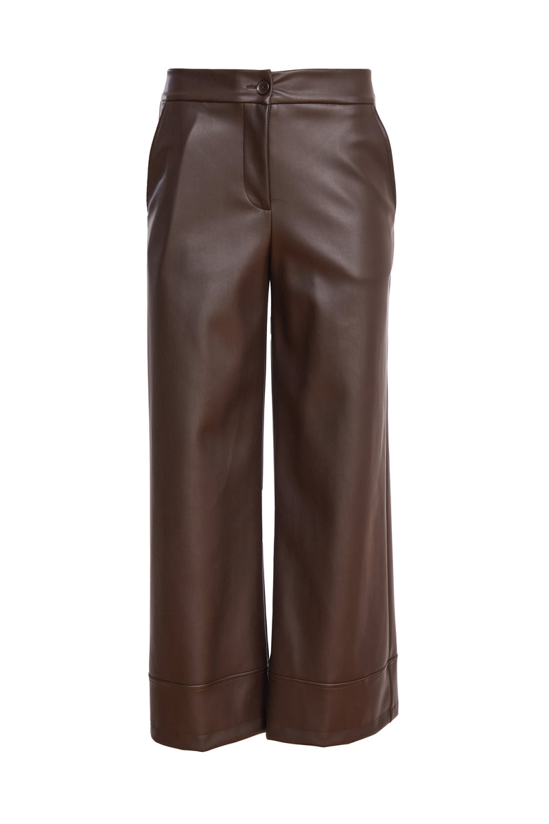 NAYA Wide Leg Leatherette Trouser With Zip Waist NAW24262