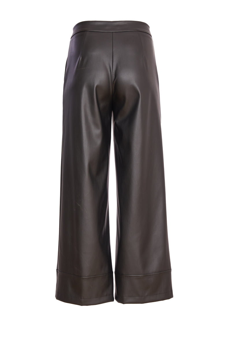 NAYA Wide Leg Leatherette Trouser With Zip Waist NAW24262