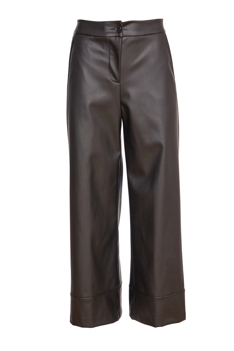 NAYA Wide Leg Leatherette Trouser With Zip Waist NAW24262