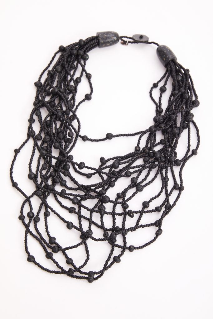 NAYA Black Multi String Beaded Necklace NAW24301