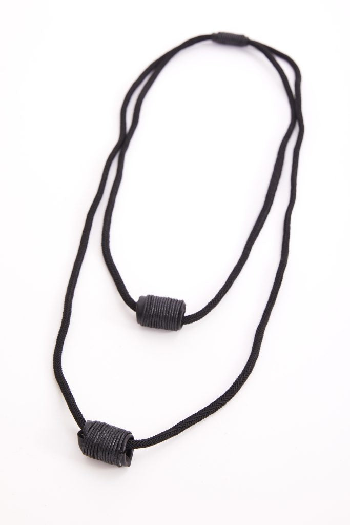 NAYA Black Cord Necklace With Barrel Block & Trim NAW24320