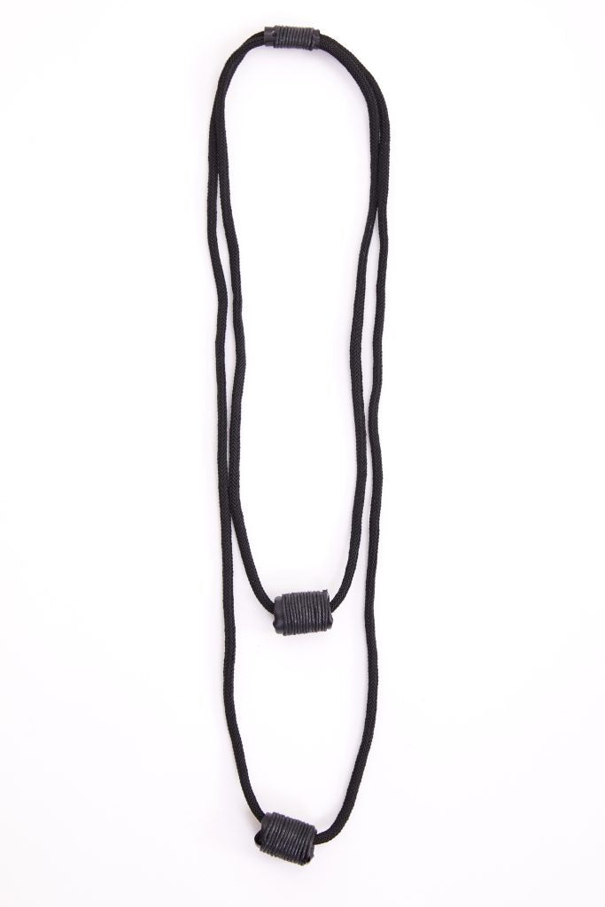 NAYA Black Cord Necklace With Barrel Block & Trim NAW24320