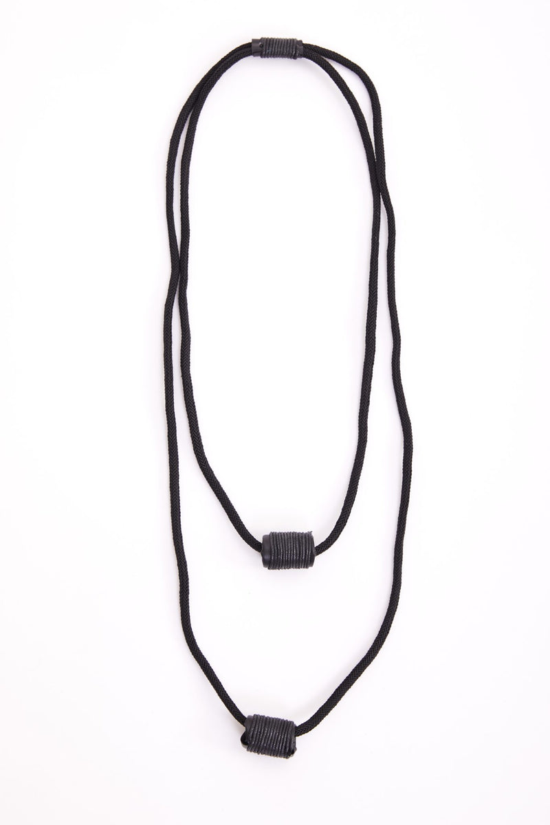 NAYA Black Cord Necklace With Barrel Block & Trim NAW24320