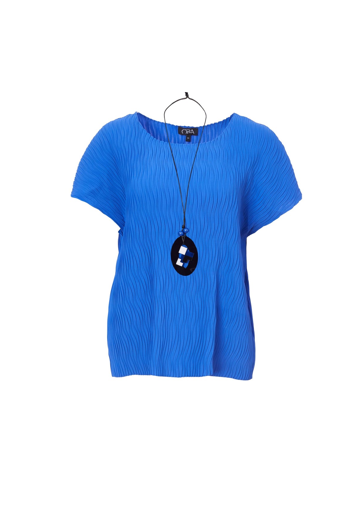 ORS24121 COBALT Wave Pleated Top/Necklace ORA