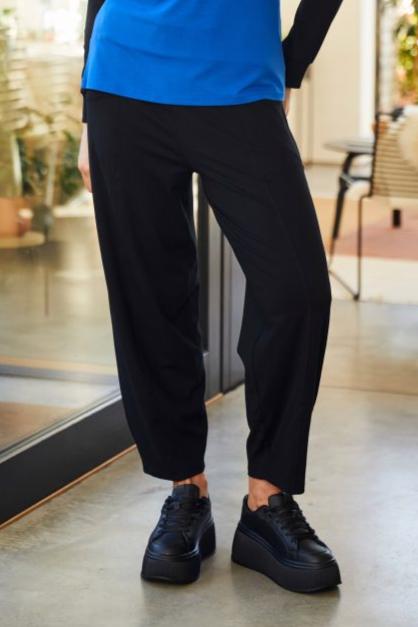 ORA Black Elastic Waist Trouser With Pockets ORW24101