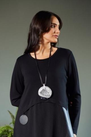 ORW24171 COLLIER DISQUE 2 TON NOIR/ARGENT ORA