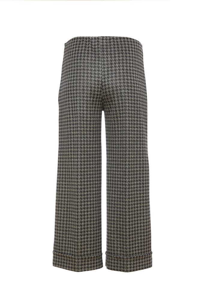 ORA Black & Grey Check Trouser With Turn Up Hem ORW24154