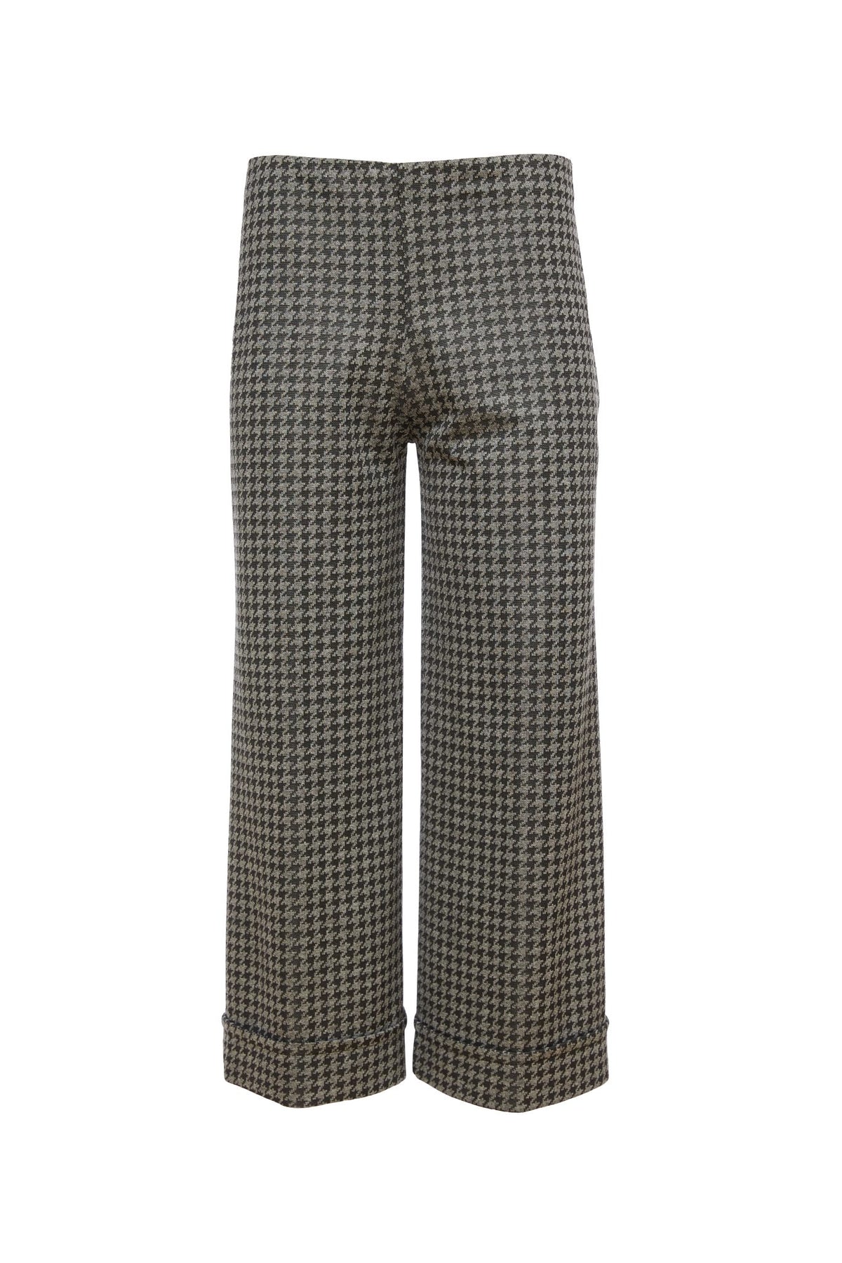 ORA Black & Grey Check Trouser With Turn Up Hem ORW24154