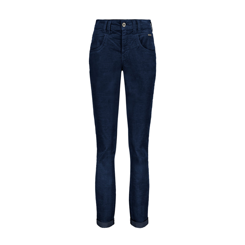 SRB4293 Jeans Bleu Carrie Finecord Pantalon Bouton Rouge