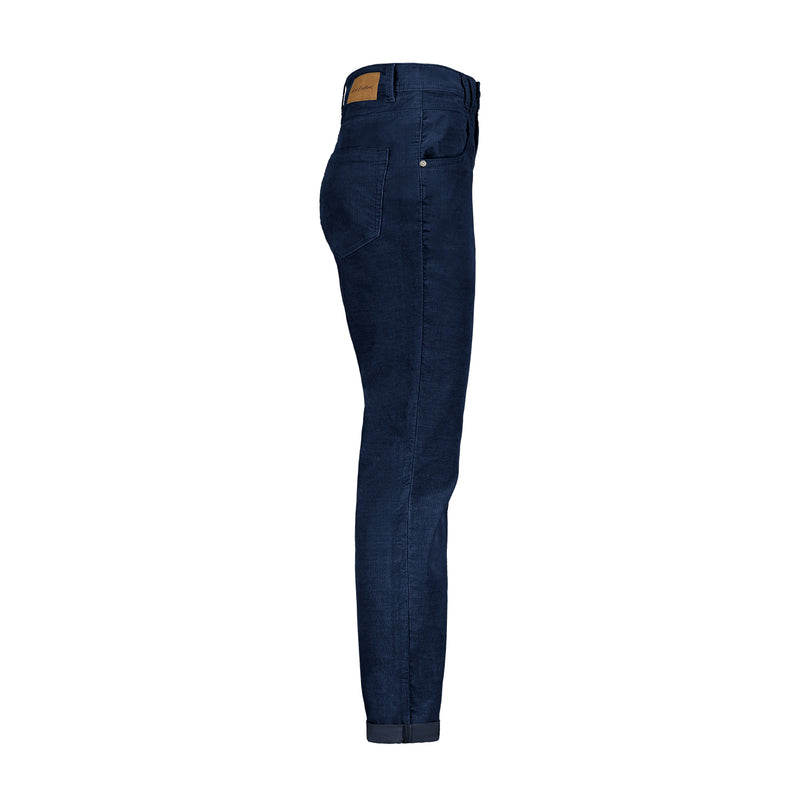 SRB4293 Jeans Bleu Carrie Finecord Pantalon Bouton Rouge