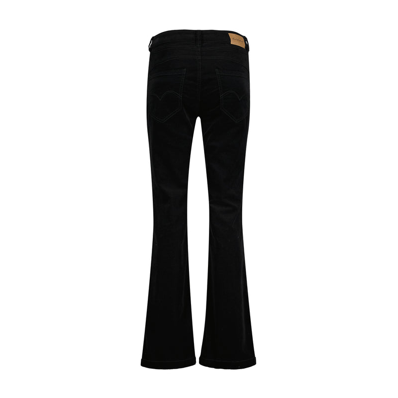 SRB4319 Pantalon Bibette Velours Noir Bouton Rouge