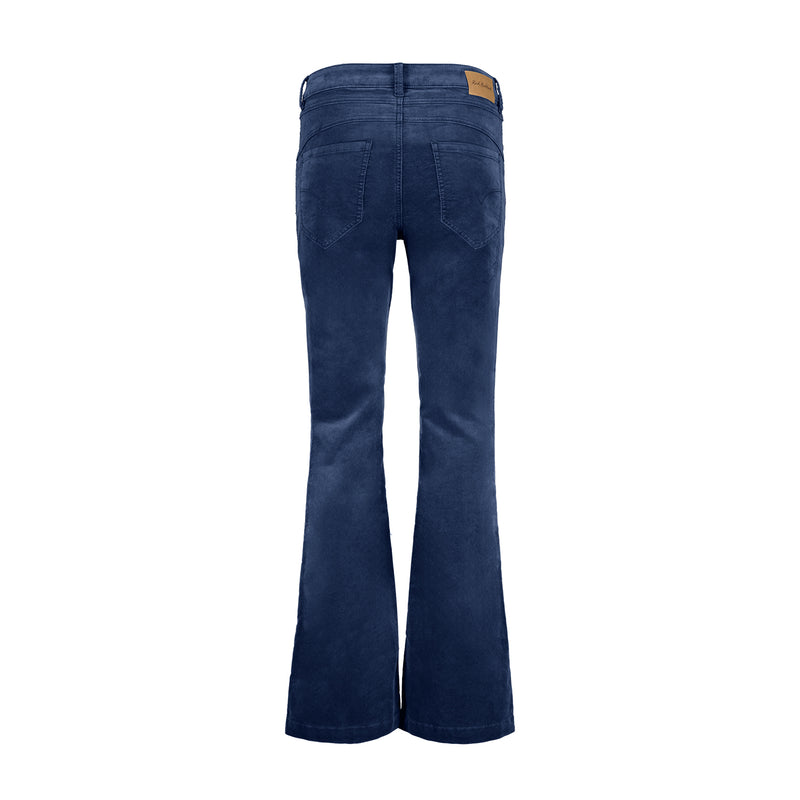 SRB4319 Jeans Blue Bibette Velvet Trouser Red Button